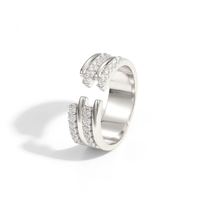 Sparkling Geometric Serenity Ring