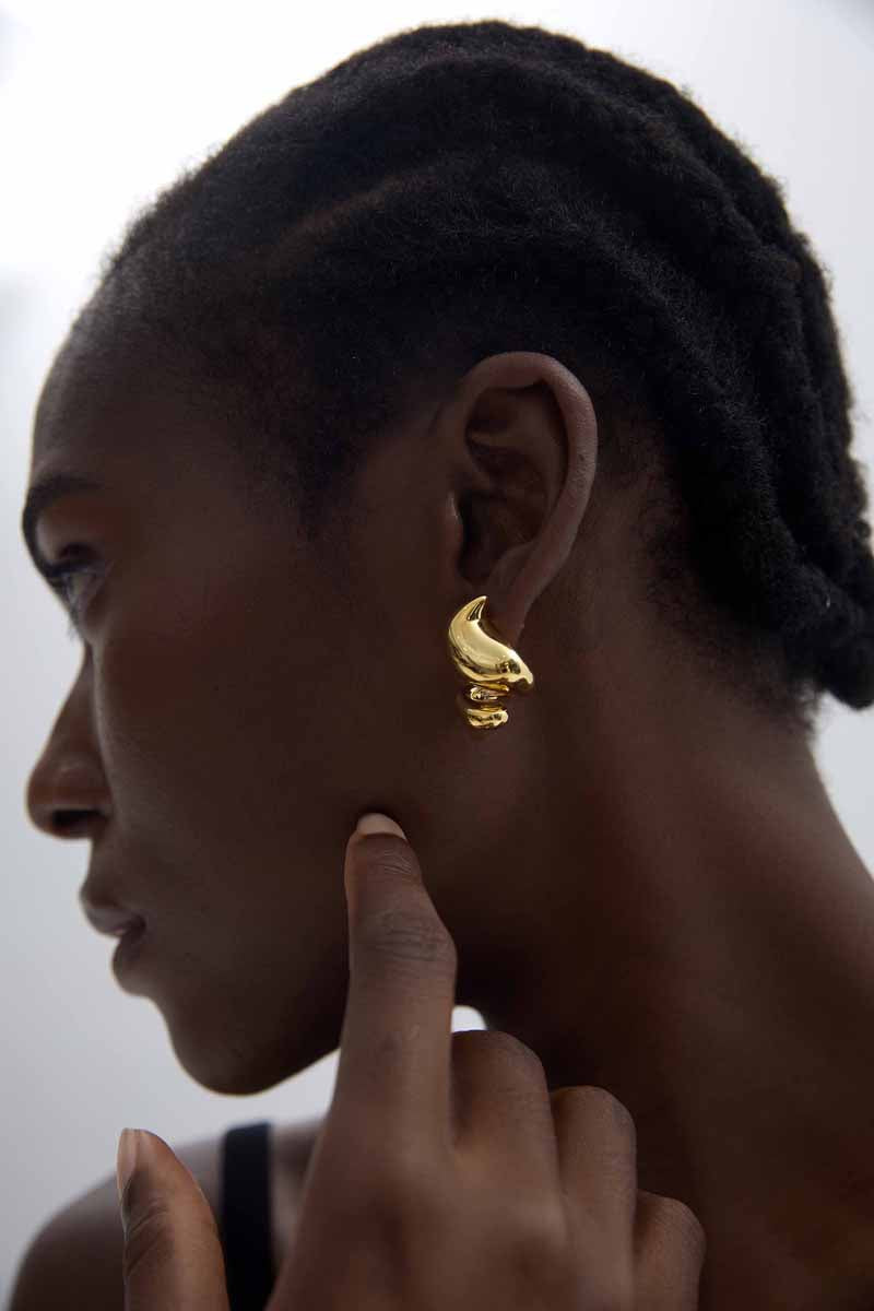 Golden Swirl Stud Earrings