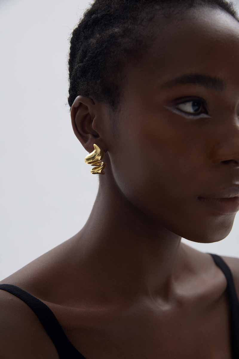 Golden Swirl Stud Earrings