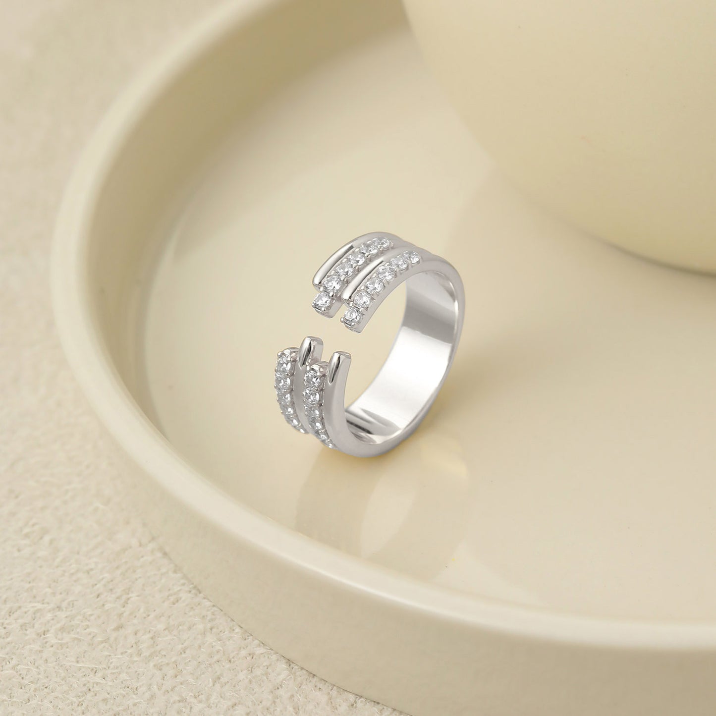Sparkling Geometric Serenity Ring