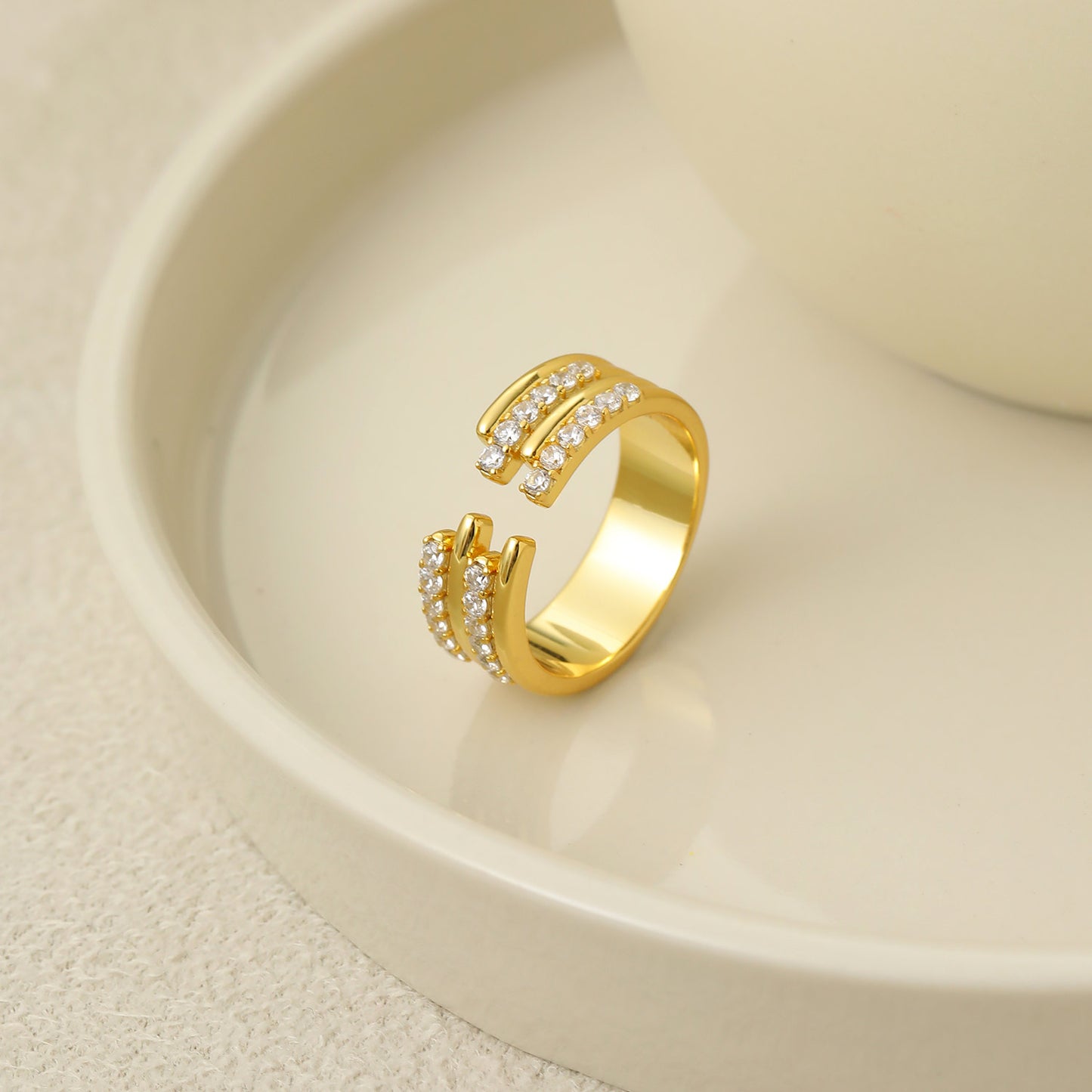 Sparkling Geometric Serenity Ring