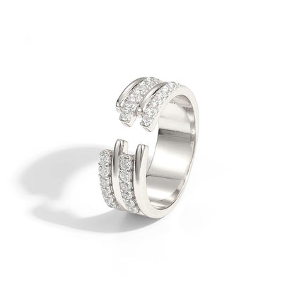 Sparkling Geometric Serenity Ring